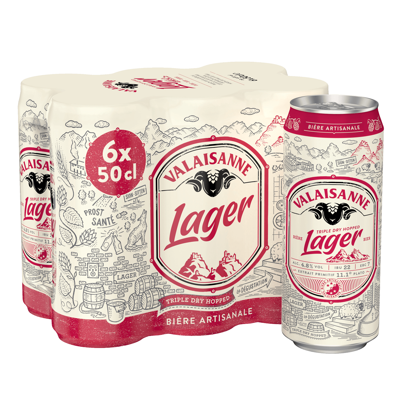 Valaisanne Bier Lager 4,8% Vol. 24 x 50 cl Dose