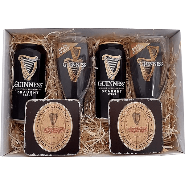 Guinness Geschenkpaket mit Bier und Gläsern