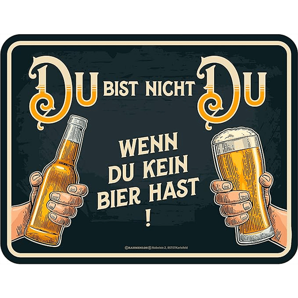 Blechschild Du bist Nicht Du - Wenn du kein Bier hast! - 17 x 22 cm